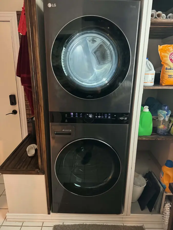 LG WashTower Service Complete: An LG WashTower stacked washer and dryer, running again after service